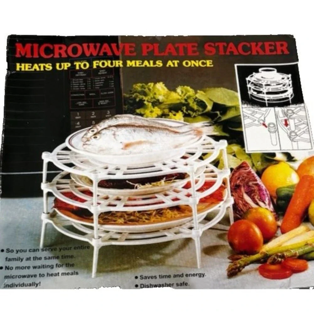 Microwave Plate Stacker Heats Up to 4 Meals At Once